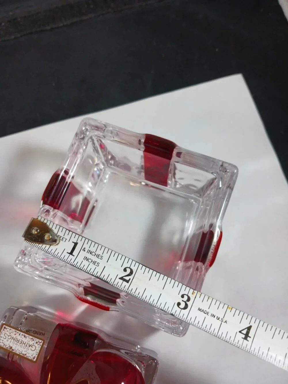 Godinger Gatherings Shannon Crystal Clear Red Bow Gift Box Jewelry Trinket Candy